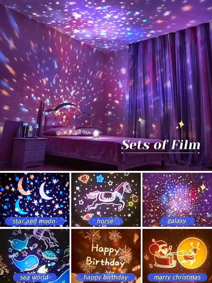 Rotating Cabin Projector Lamp Star Projector Night Light for Kids Baby carousel night light